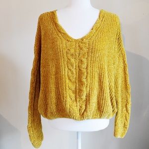 Luv Lane Golden Yellow Chenille Knit Sweater